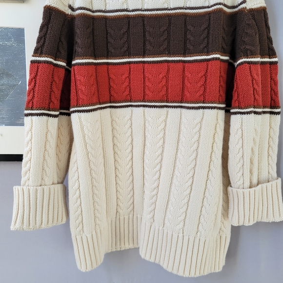 Janie and Jack Cable Knit Color Block Button up Fall Cardigan Sweater 4 - Picture 8 of 10